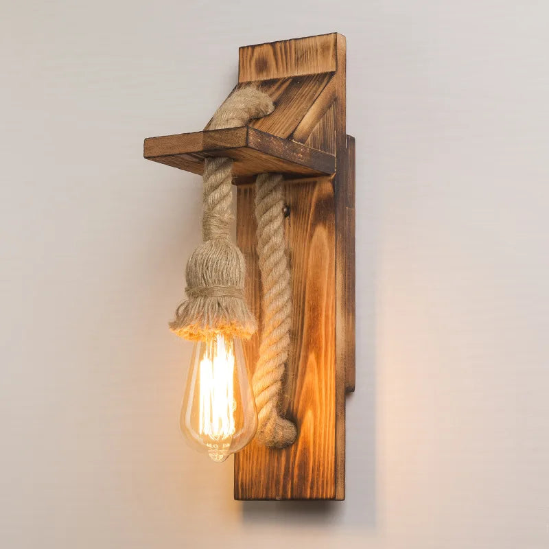 Applique Murale Sylva - Bois Massif & Corde de chanvre