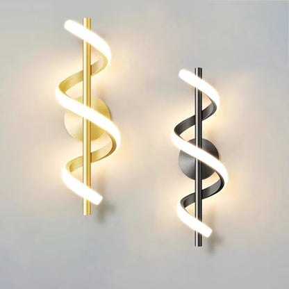 Applique Murale Solstice - Luminaire Spiral LED en Laiton Brossé 40 cm