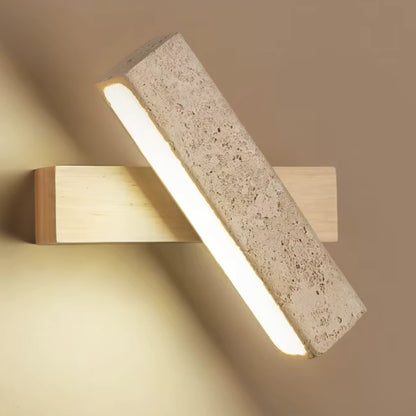 Applique Murale design Kyoto - Travertin & Bois Noyer naturel