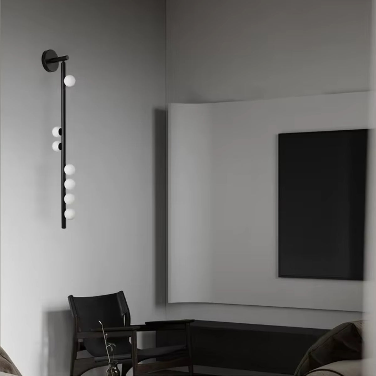 Applique Murale Verticale Astrée - Laiton & Sphères Lumineuses