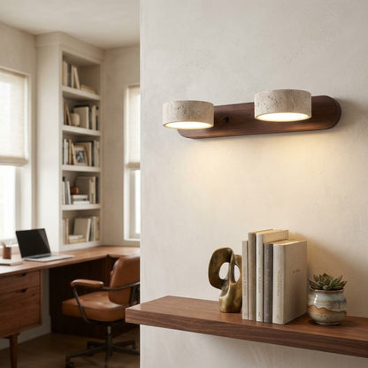 Applique Murale moderne Nara - Pierre de Travertin & Bois Noble