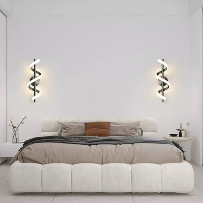 Applique Murale Solstice - Luminaire Spiral LED en Laiton Brossé 40 cm