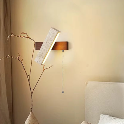 Applique Murale design Kyoto - Travertin & Bois Noyer naturel