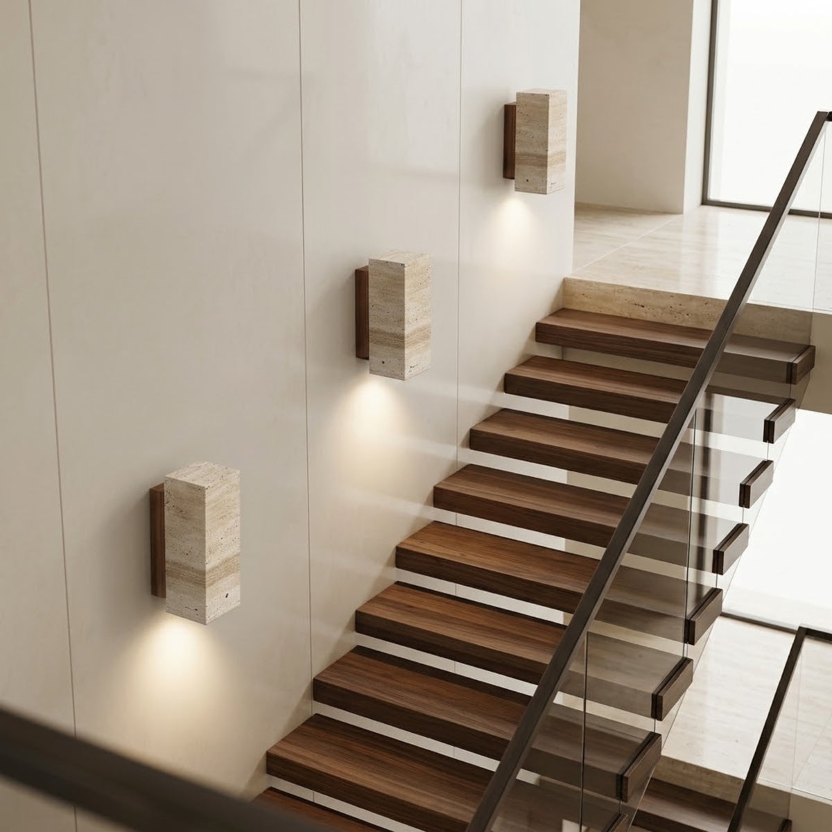 Applique Murale Osaka - Moderne | Pierre naturel & Bois Cylindre