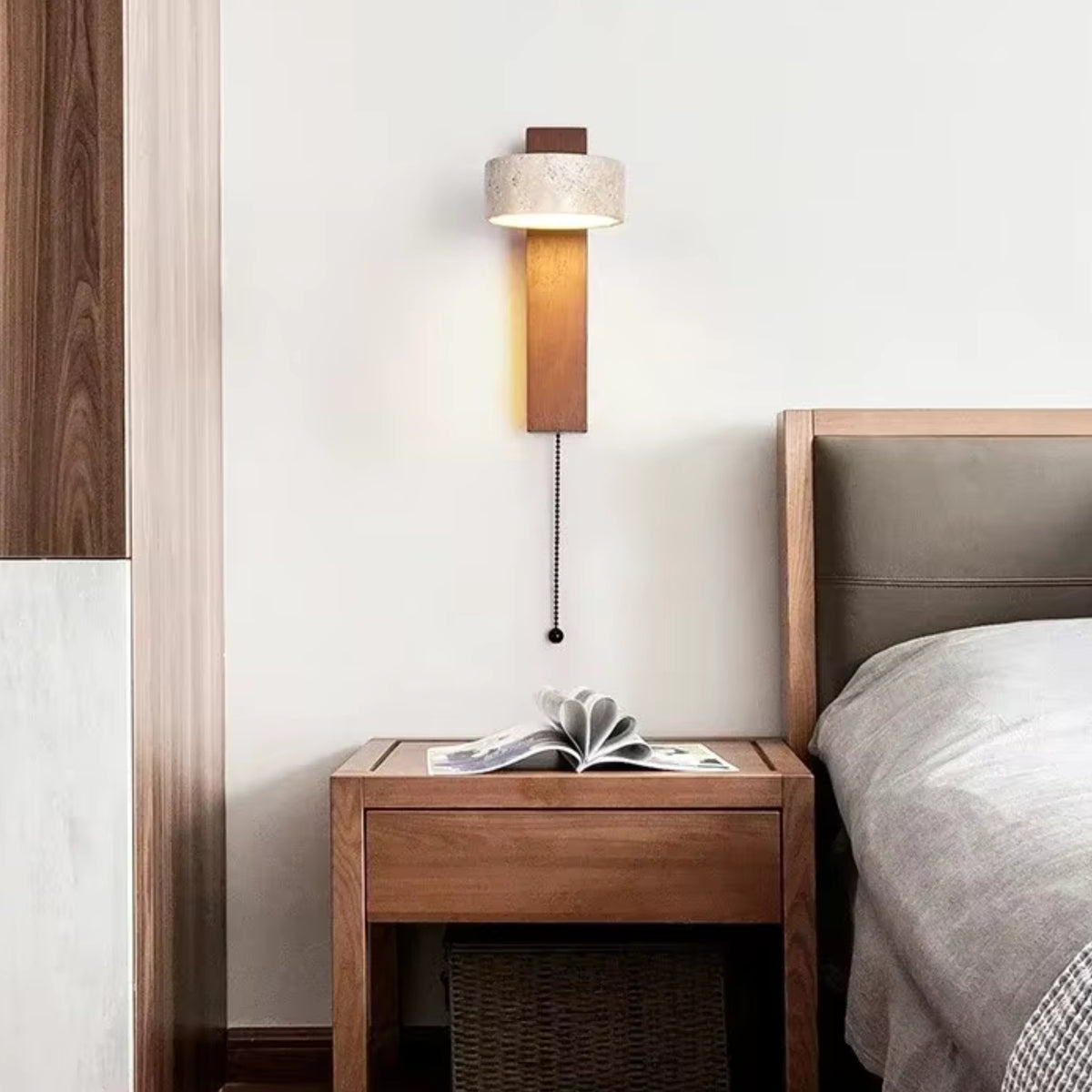 Applique Murale chambre Sola — Pierre Minerale & Bois massif