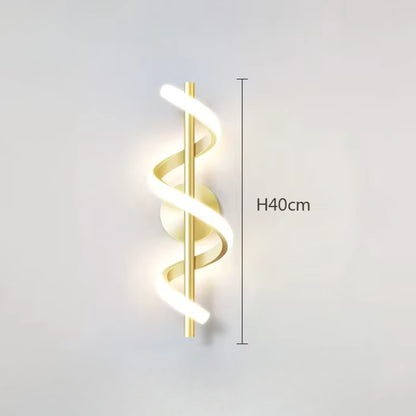 Applique Murale Solstice - Luminaire Spiral LED en Laiton Brossé 40 cm