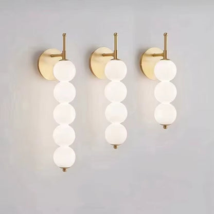 Applique Murale Boréale - Sphères Verre Opale & Laiton LED