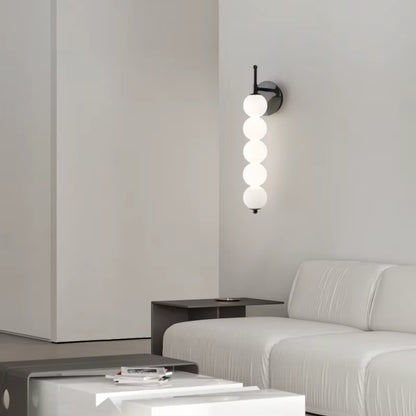 Applique Murale Boréale - Sphères Verre Opale & Laiton LED