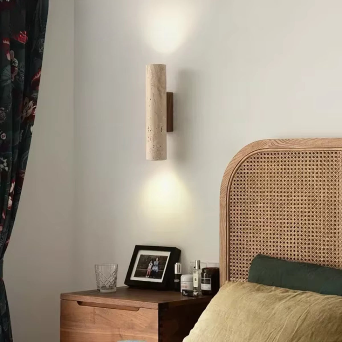 Applique Murale Osaka - Moderne | Pierre naturel & Bois Cylindre