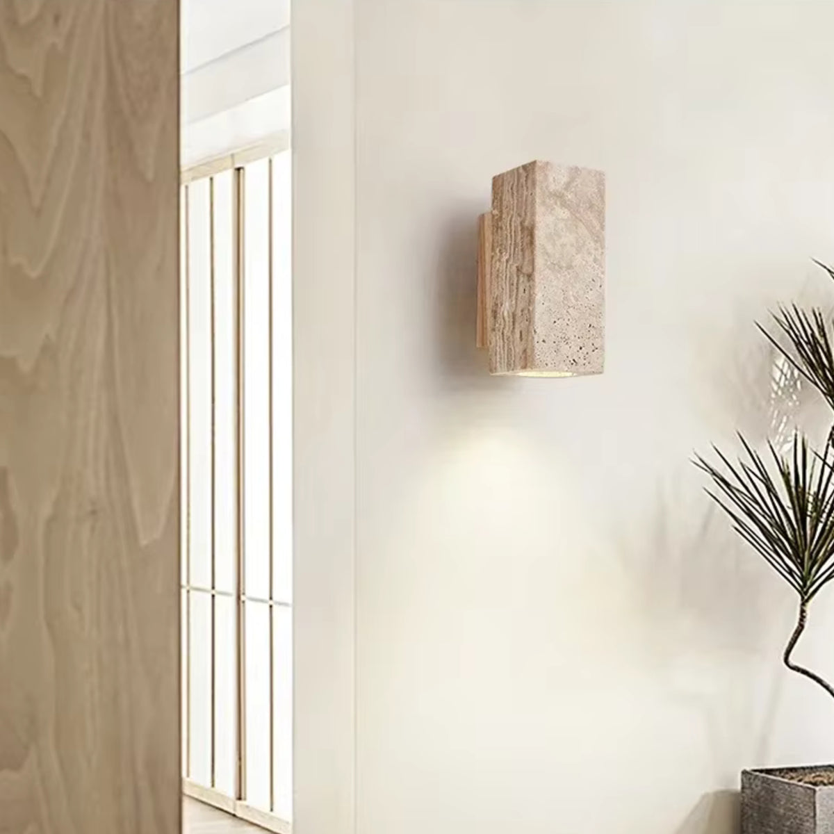 Applique Murale Sculpturale Gaïa - Travertin Naturel & Ambiance Chaleureuse
