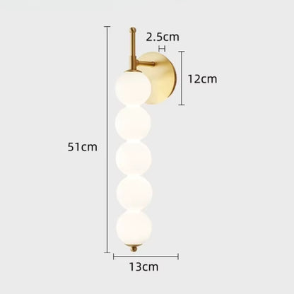 Applique Murale Boréale - Sphères Verre Opale & Laiton LED