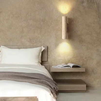 Applique Murale Osaka - Moderne | Pierre naturel & Bois Cylindre