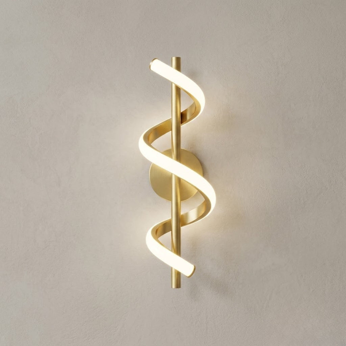 Applique Murale Solstice - Luminaire Spiral LED en Laiton Brossé 40 cm