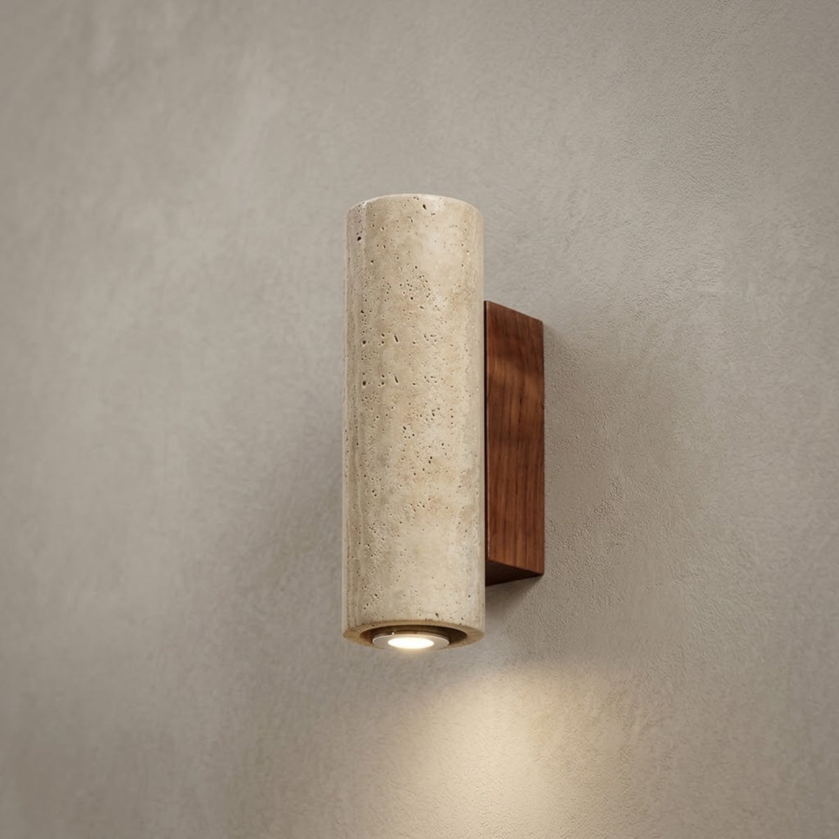Applique Murale Osaka - Moderne | Pierre naturel & Bois Cylindre