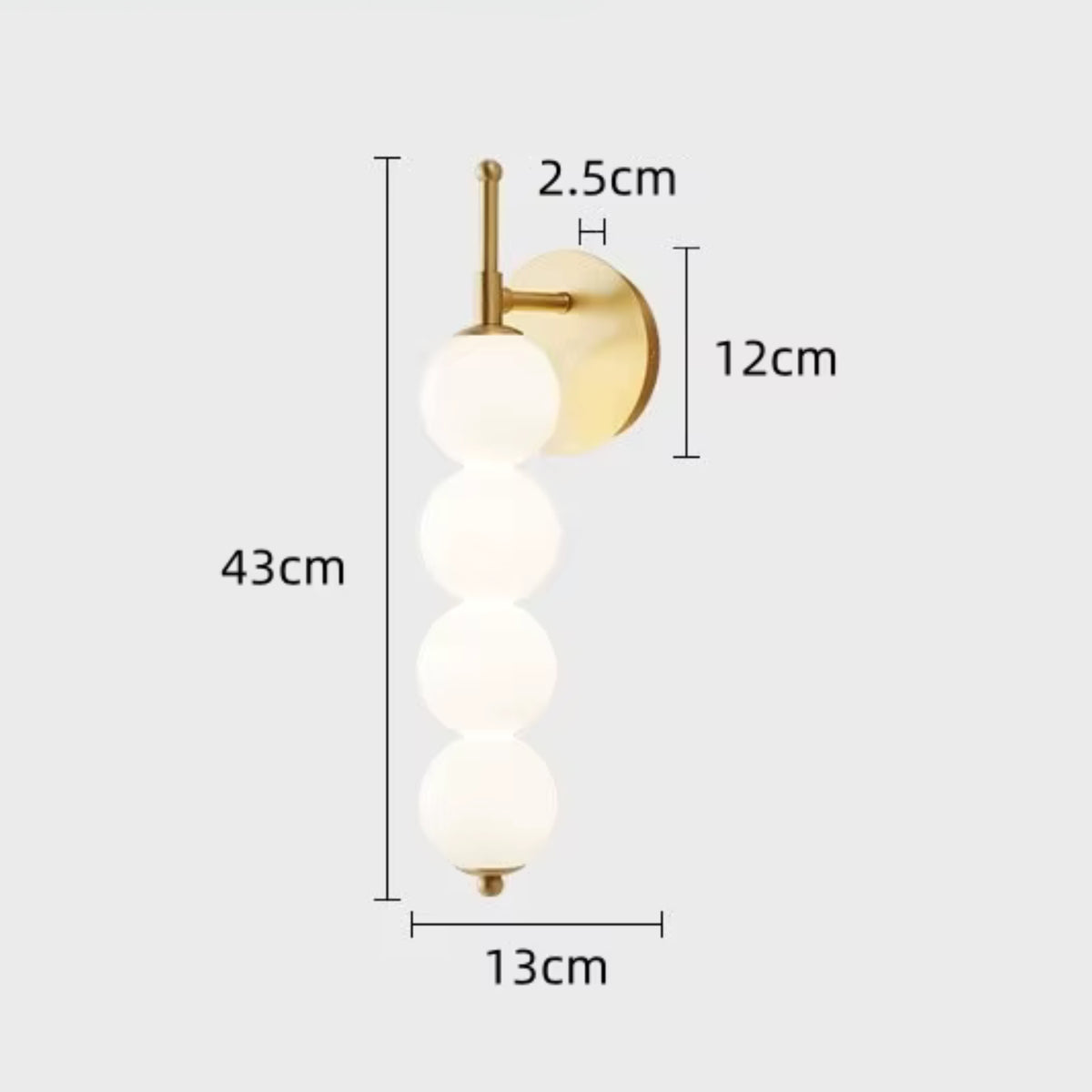 Applique Murale Boréale - Sphères Verre Opale & Laiton LED