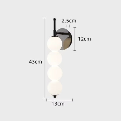 Applique Murale Boréale - Sphères Verre Opale & Laiton LED