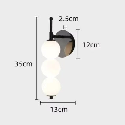 Applique Murale Boréale - Sphères Verre Opale & Laiton LED