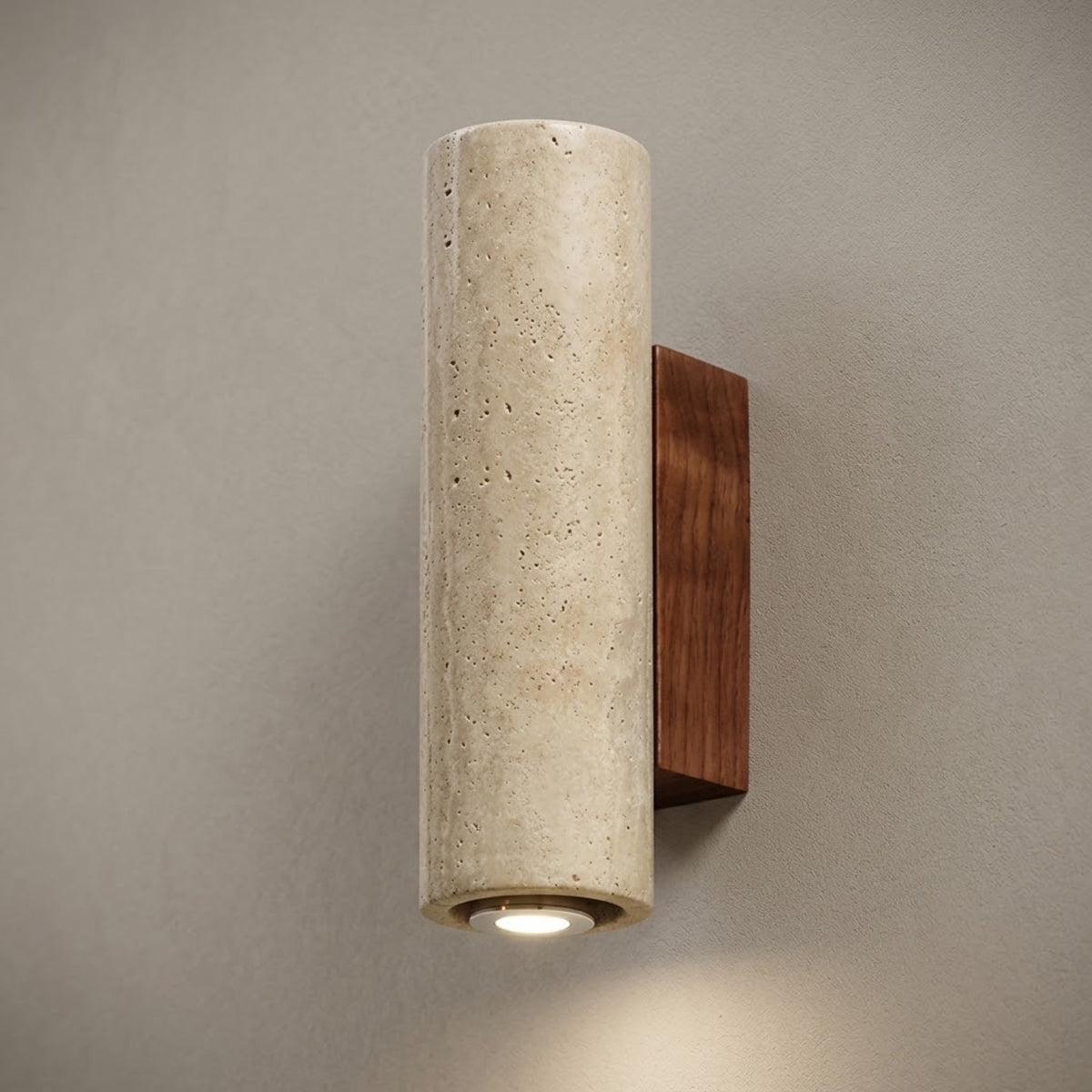 Applique Murale Osaka - Moderne | Pierre naturel & Bois Cylindre