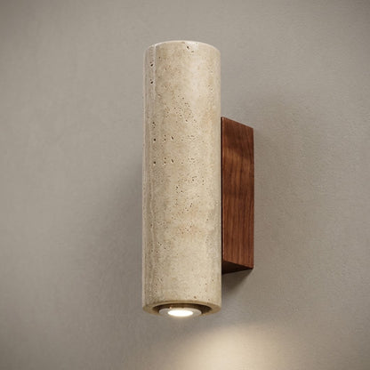 Applique Murale Osaka - Moderne | Pierre naturel & Bois Cylindre