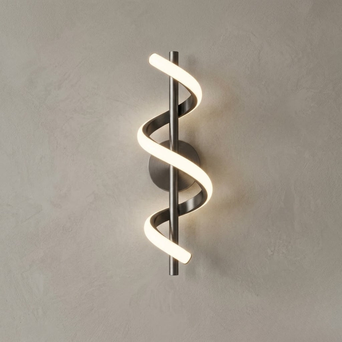 Applique Murale Solstice - Luminaire Spiral LED en Laiton Brossé 40 cm