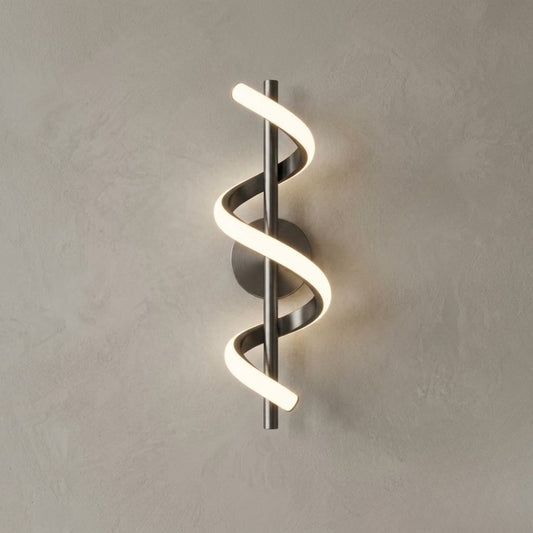 Applique Murale Solstice - Luminaire Spiral LED en Laiton Brossé 40 cm