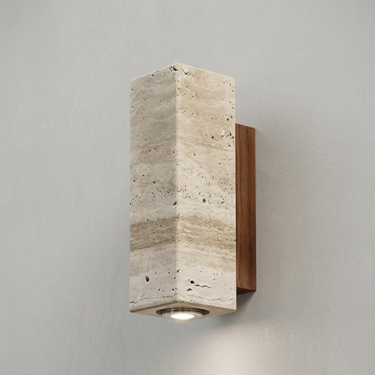 Applique Murale Osaka - Moderne | Pierre naturel & Bois Cylindre