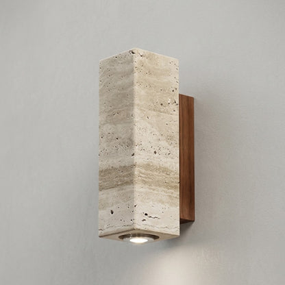 Applique Murale Osaka - Moderne | Pierre naturel & Bois Cylindre