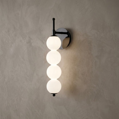 Applique Murale Boréale - Sphères Verre Opale & Laiton LED