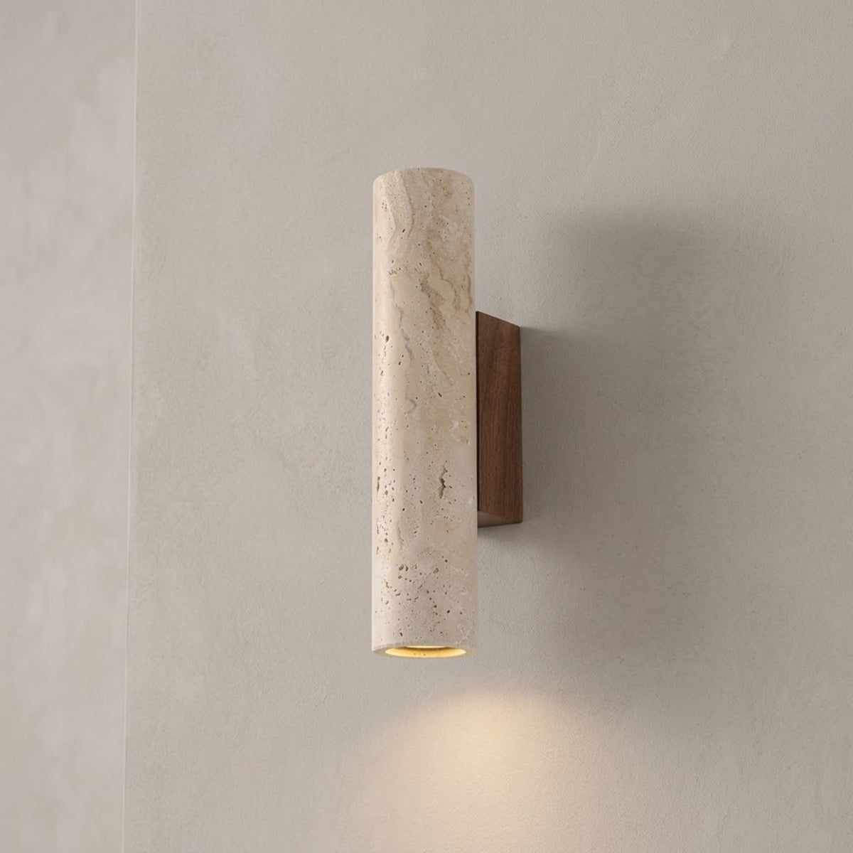 Applique Murale Osaka - Moderne | Pierre naturel & Bois Cylindre
