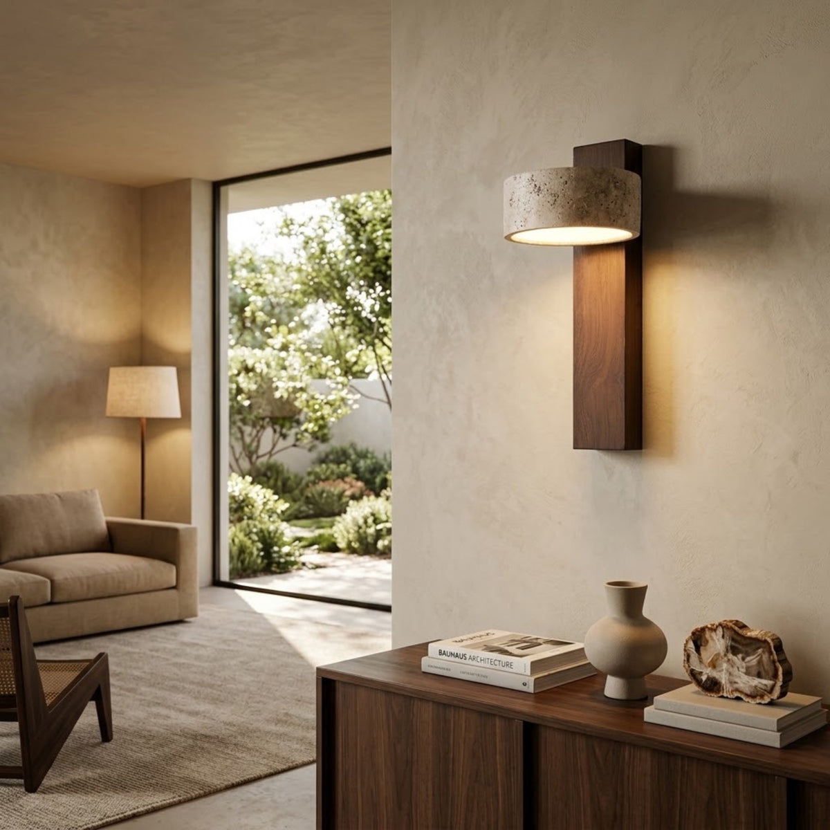 Applique Murale chambre Sola — Pierre Minerale & Bois massif