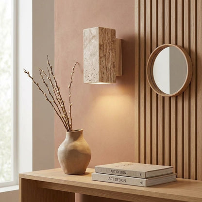 Applique Murale Sculpturale Gaïa - Travertin Naturel & Ambiance Chaleureuse